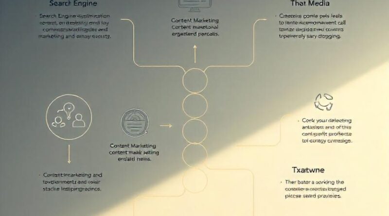 This is a creative illustration where the media being marketed digitally such as the Search Engine Optimization, Pay Per Click, Content Marketing, Email Marketing, Social Media and others are shown as different icons.